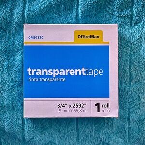 Transparent Tape by Office Max-3/4" x 2592"(72 YD) -Pack of 12 Rolls